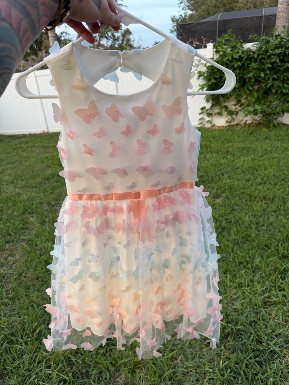 Speechless White Dress with Pink Butterfly Appliqués